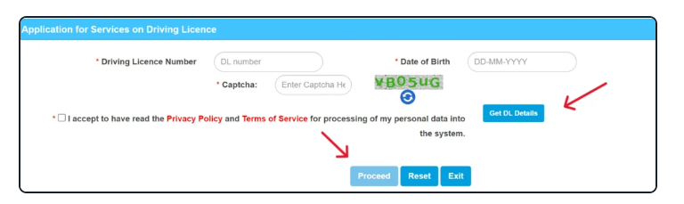 Pay the duplicate DL fee online.
